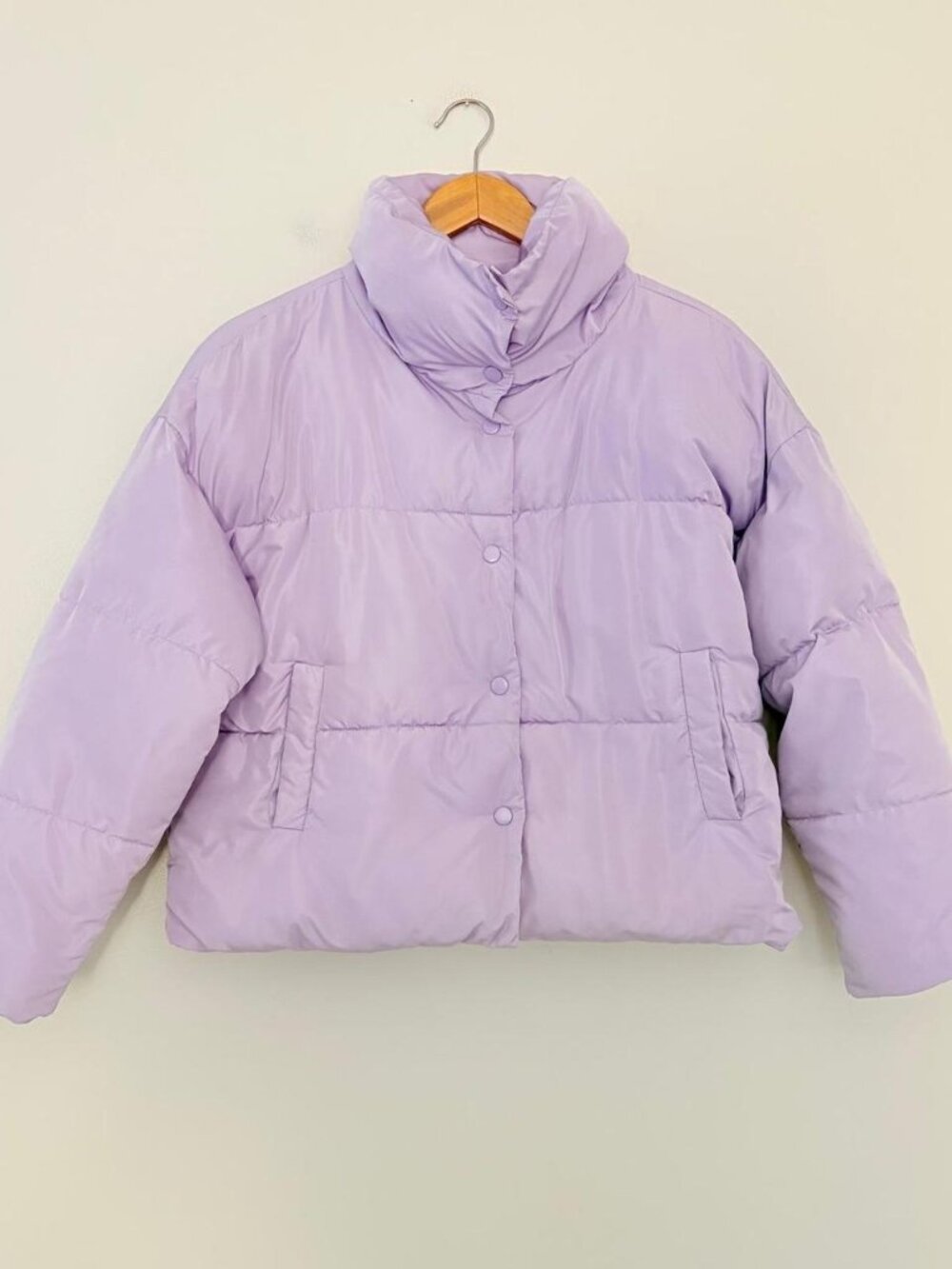 FREE PEOPLE Lavender Puffer Coat Snap front Winter Jacket